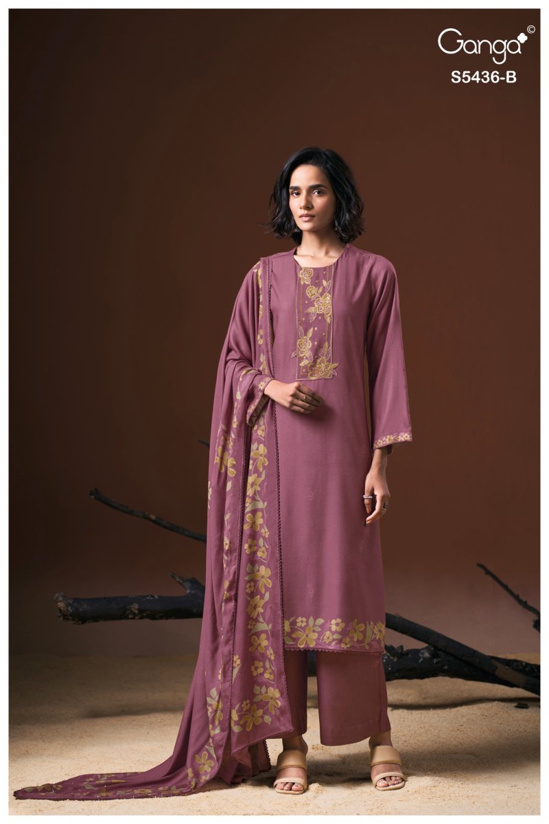 Anthea 5436 By Ganga Wool Pashmina Dress Material